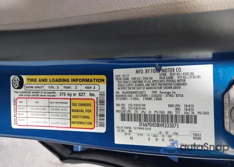 2017 Ford Fusion Se z USA, uszkodzony, nr VIN 3FA6P0HD8HR333075